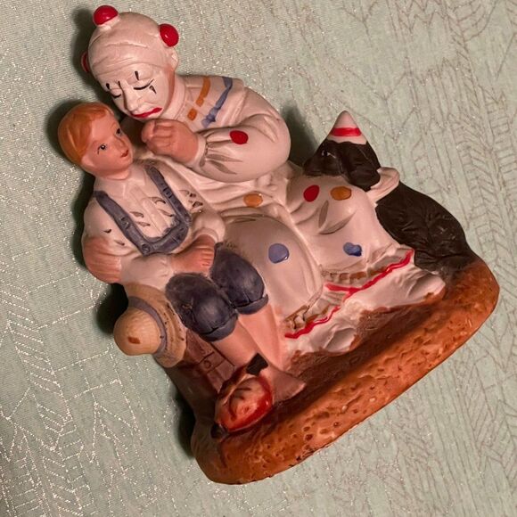 Norman Rockwell The Runaway ceramic clown boy & dog vintage Porcelain Figurine - Picture 6 of 16
